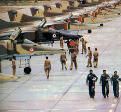 A line up of MiG-23BNs, from the No.10 Squadron, at Jodhpur AFS. 