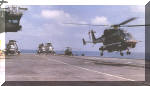 IN-901 comes for a touch down aboard INS Viraat. In the background, three Sea King Mk.42Bs and a HAL Chetak can be seen. The HAL Dhruv was undergoing sea trials aboard various vessels prior to induction in March 2002. Image © MoD Annual Report, 1997-98 via Titash Sridharan.