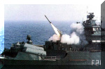 INS Gomati firing a OSA-M (SA-N-4) surface-to-air missile. Image © Indian Navy