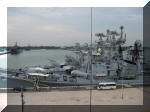 The twin boxed launcher of the Brahmos ASCM can be clearly seen on INS Rajput, which lies docked along with sister ship INS Ranjit, at Singapore's Changi Naval Base in July 2005. INS Rajput along with INS Ranjit, missile corvette INS Khukri and replenishment tanker INS Shakti formed the task group assigned to aircraft carrier INS Viraat during her visit to the country. Image © Lu J Wen